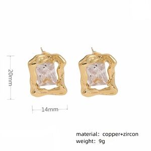 Brut Molten Metal Crumpled Gold CZ Earrings Crumpled Jennifer Behr STYLE AP09